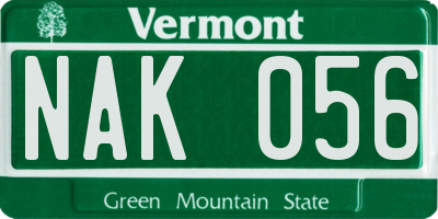 VT license plate NAK056