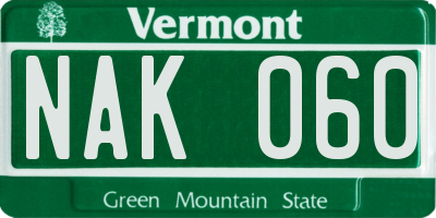 VT license plate NAK060