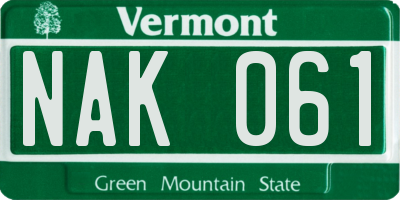 VT license plate NAK061