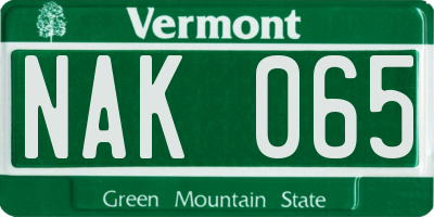 VT license plate NAK065
