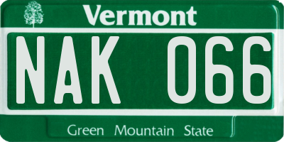 VT license plate NAK066