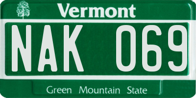 VT license plate NAK069