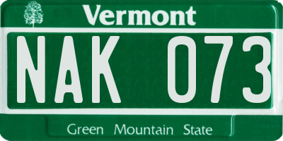 VT license plate NAK073