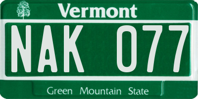 VT license plate NAK077