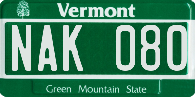 VT license plate NAK080