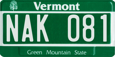 VT license plate NAK081