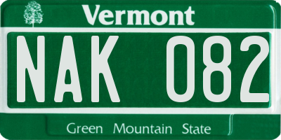 VT license plate NAK082