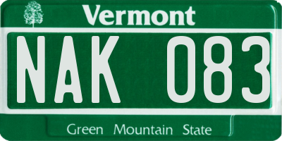 VT license plate NAK083