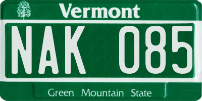 VT license plate NAK085