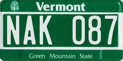 VT license plate NAK087