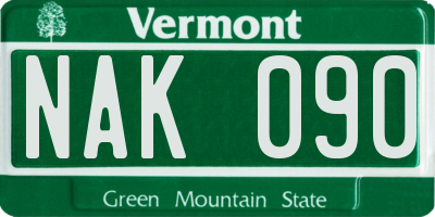 VT license plate NAK090