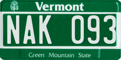 VT license plate NAK093