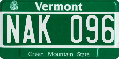 VT license plate NAK096