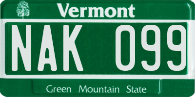 VT license plate NAK099