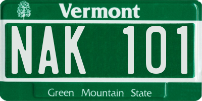 VT license plate NAK101