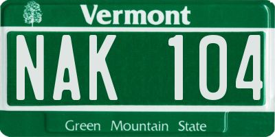 VT license plate NAK104
