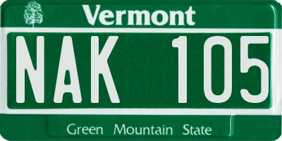 VT license plate NAK105