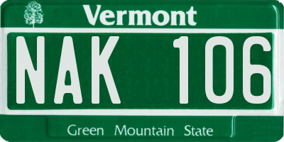 VT license plate NAK106