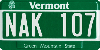 VT license plate NAK107
