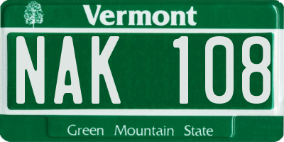 VT license plate NAK108