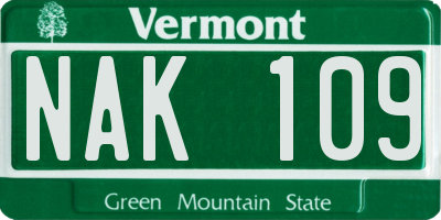 VT license plate NAK109