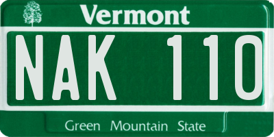 VT license plate NAK110