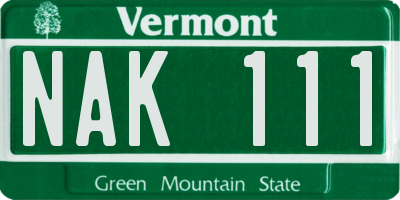 VT license plate NAK111