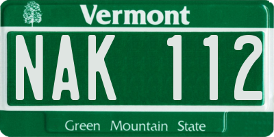 VT license plate NAK112