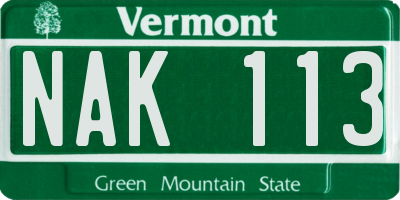 VT license plate NAK113