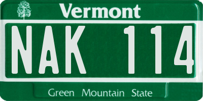 VT license plate NAK114