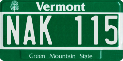 VT license plate NAK115