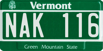 VT license plate NAK116