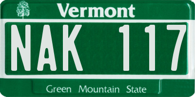 VT license plate NAK117