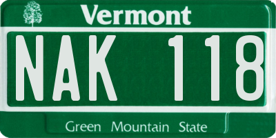 VT license plate NAK118