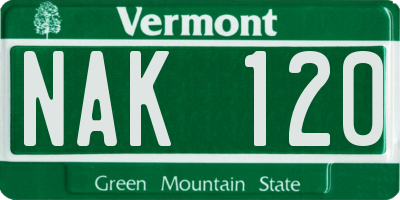VT license plate NAK120