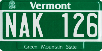 VT license plate NAK126