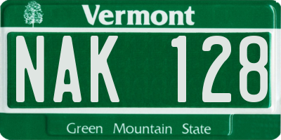 VT license plate NAK128