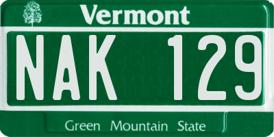 VT license plate NAK129