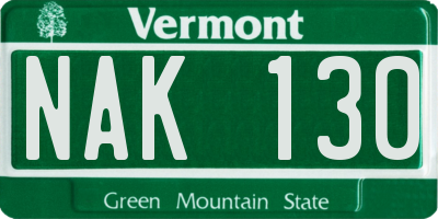 VT license plate NAK130