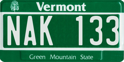 VT license plate NAK133