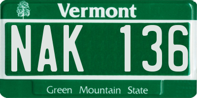 VT license plate NAK136