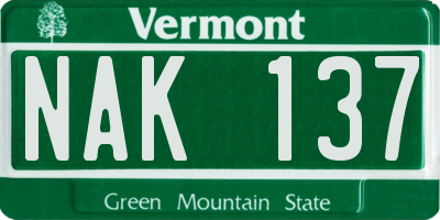 VT license plate NAK137