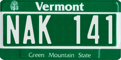 VT license plate NAK141