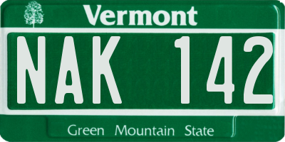 VT license plate NAK142