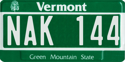 VT license plate NAK144