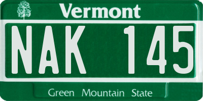 VT license plate NAK145