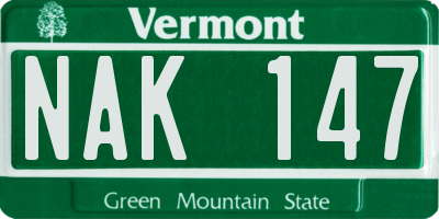 VT license plate NAK147