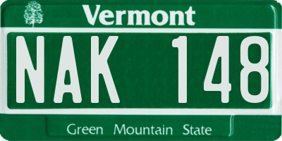VT license plate NAK148