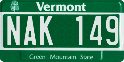 VT license plate NAK149