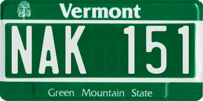 VT license plate NAK151
